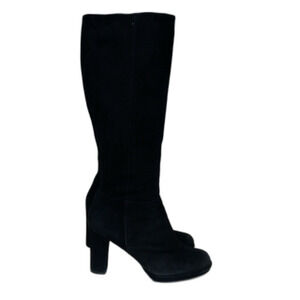 Adrienne Vittadini Patrick Suede Heeled boots Black Knee High Zip Up Women's 7.5